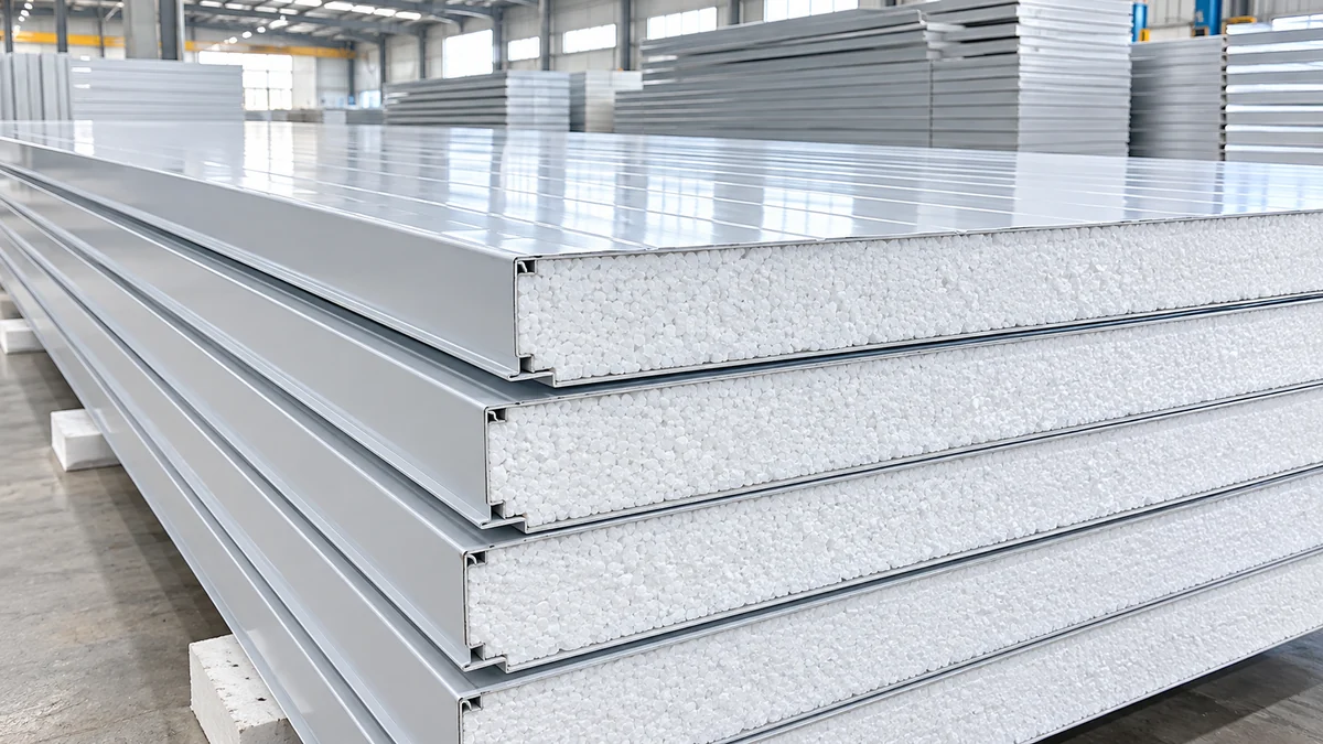 Vách Panel EPS cách nhiệt gồm hai lớp tôn và lõi xốp EPS